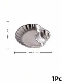 Muroi Mono 1 pieza/2PCS Plato de aperitivos de acero inoxidable con forma de concha con compartimento de salsa integrado, bandeja de servir dividida con borde ondulado para papas fritas, dumplings y aperitivos, perfecto para uso diario en el hogar y restaurante, excelente regalo de inauguración de casa - Multicolor - Ver 15