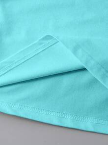 SHEIN CURVE+ Kaos Kasual Lengan Pendek Leher Bulat Motif Buah Huruf untuk Wanita Ukuran Besar - Baby Blue - View 3