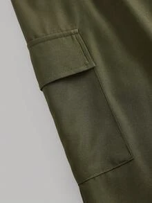 Tween女孩 3件套 柔軟愛心印花工裝褲休閒日常百搭姐妹套裝 - 軍綠色 - 查看 4