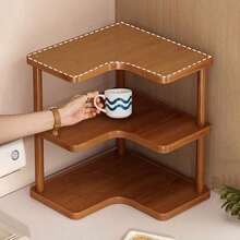 1 kệ góc lưu trữ nhiều tầng phong cách vintage bằng gỗ, kệ tổ chức góc bếp, giá đỡ cốc/ly/tách cà phê, kệ lưu trữ đa năng để bàn, kệ gia vị, kệ sách để bàn và kệ sắp xếp đồ gia dụng, phù hợp cho nhà bếp và văn phòng - Nhiều màu - Xem 7