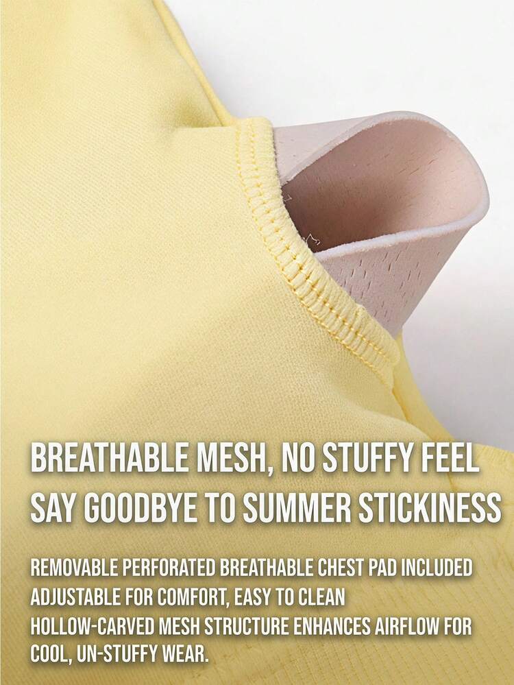 Fluxe Women's Padded Sports Bra With Crisscross Back For High Support And Comfort Very Cute Pale Yellow Includes Removable Breast Pads - Yellow - View 8
