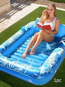 1pc Inflatable Pool Lounge Chair Sunbathing Float Bed With Spray Water Function Extra Large Adult Pool Float With Pillow Auto Spray Cooling 6 In 1 Air Mattress Raft For Pool Party Gift - Multicolor - View 14