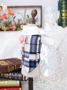 PETSIN 1pc Gentleman Groom Vacation Two Pet Dresses, Comes With Traction D-Ring Dog Dress Up, Small Dog Cat Dog Universal Clothes, Wedding Birthday Photo Casual Clothing - Blue - View 5