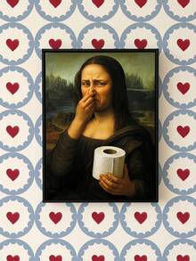 Joivida 1pc Funny Mona Lisa Parody Canvas Wall Art, Unframed Classic Portrait Print Poster, Quirky Modern Decorative Painting For Living Room, Bedroom, Dorm, Office, Cafe, Apartment Home Decor & Gift - multicolor - View 1