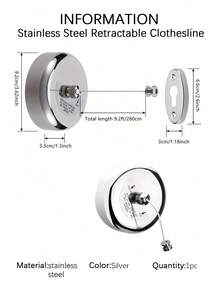 1pc Stainless Steel Retractable Clothesline, Invisible Clothes Line For Indoor/Outdoor Drying And Hanging Dress Pants Shoes Jeans Boots Skirt,Spring,Minimalist,Summer Tops - Silver - View 10