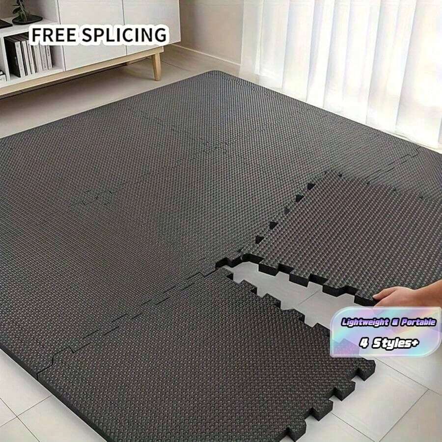 Density Eva Foam Interlocking Exercise Mats Set, Black - Durable Heavy Duty Gymnastics Fitness Flooring Mats, Suitable For Home Gym, Yoga, And Workout - Multicolor - View 1