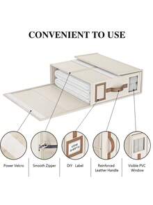 4PCS XL Foldable Fabric Linen Storage Boxes With Handles Large Capacity Neutral Bedding Organizer Space Saving Dustproof Closet Home Organization Gift For Family Christmas Housewarming Must Haves - Multicolor - View 11