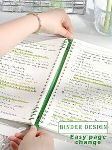1PC/360page- B5 Clear Soft Leather BulkNotebook, With Perforated Pages,B5 Loose-LeafNotebook With Thick Coil , Light Green Light Blue Milky White,Smooth Writing Paper Binder - Velvet TexturedCover,School Supplies,Back To School - multicolor - View 4