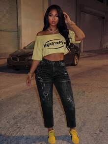 BriallanyX BriallanyX Celana Jeans Denim Wanita Model Skinny dengan Saku dan Detail Sobek, Kasual, dan Serbaguna - Hitam - View 7