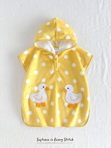 Cozy Pixies Baby Girl Polka Dot Duck Pattern One-Piece Swimsuit Suitable For Summer Vacation Beach - Yellow - View 9