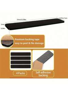 4PCS High Density Self Adhesive Felt Bulletin Board Strips Easy Install No Damage Wall Removable Pin Board For Notes Photos Schedule Office Wall Decor With 12 Free Staplers Random Color - A - View 4