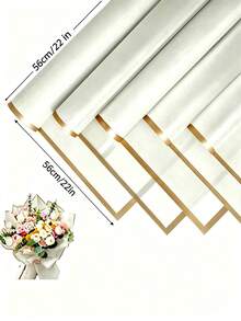 40/20/10pcs Floral Wrapping Paper, Gold Edge Korean Style Bouquet Wrapping Paper, Decorative Floral Supplies For DIY Crafts And Gift Wrapping, Wrapping Paper, Bouquet Supplies,White Tissue Paper For Gift Bags And Wrapping, Mother's Day Graduation - White - View 7