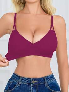 SHEIN 女款無縫內衣，1件裝 - 中紫紅色 - 查看 8