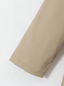 SHEIN 女童冬季外套，卡其色連帽時尚夾克，適合日常休閒穿著 - 駝色 - 查看 8