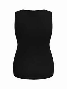 SHEIN 孕婦純色百褶休閒百搭日常穿著上衣 - 黑色 - 查看 8