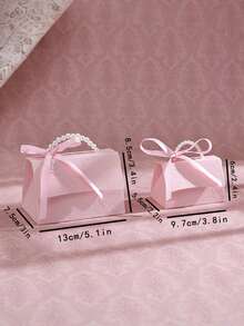 1/10/20PCS Faux Pearl Decor Gift Box Set, Darkgreen Pearl Handle Wedding Favor Box, Valentine's Day Wedding Birthday Party Decorations, Floral Letterpress Printed Mini Packaging Bags, Elegant Small Gift Bags For Jewelry Wedding Favors Party Decor - dark green - View 9