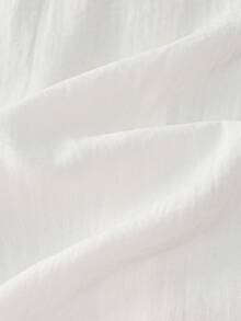 Franclia Minimalist Button-Up Waist-Cinching Short Sleeve Women's Blouse - White - View 8
