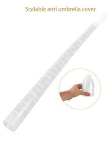 1pc Waterproof Plastic Umbrella Cover, Telescopic Umbrella Sleeve With Drip Protector, Transparent,Waterproof And Durable, Easy To Store,Suitable For Travel And Outdoor Use, Travel Hiking Essentials, Portable Tools, Summer Essentials, Summer Portable - White - View 10