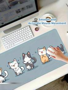 1pc Large NonSlip Rubber Precision Locking Edge Durable Playful Cartoon Cat Dance Blue Desk Mat Gaming Mouse Pad Office Home Computer Setup Cat Lover Gift Large Desk Mat NonSlip Mouse Pad - multicolor - View 5