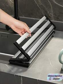 1 PC Foldable Roll Up Collapsible Rust Proof Moisture Control Water Drainage Hooks Kitchen Sink Drain Board Drying Rack Over Sink Dish Drying Mat For Countertop Space Saving Home Kitchen Organizer Multipurpose - multicolor - View 1