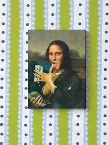 Joivida 1pc Funny Mona Lisa Parody Canvas Wall Art, Unframed Classic Portrait Print Poster, Quirky Modern Decorative Painting For Living Room, Bedroom, Dorm, Office, Cafe, Apartment Home Decor & Gift - multicolor - View 2