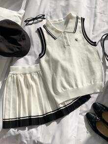 Comfortcana Fall Winter 2026/Summer/Casual/Y2k Clothes/Cute Top/Halloween/Festival Outfits/School/Polka Dot/Whit - Black and White - View 5