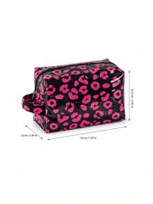 Joivida 1Pc PVC Leopard Print Striped Storage Bag, Large Capacity, Waterproof, INS Style, Multifunctional Makeup Bag, Travel Portable Storage Bag, Toiletry Storage Bag, Can Be Placed On Dresser/In Bathroom - Multicolor - View 12
