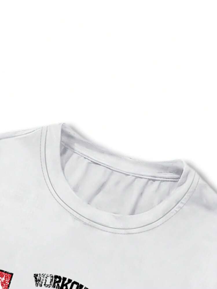 ROMWE MEN Street Life Men's Letter Print Crew Neck Long Sleeve T-Shirt, Suitable For Daily Wear In Spring And Summer - White - View 4