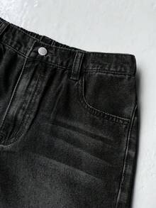 Kids Tween Boy Casual Daily Denim Shorts With Pockets And Buttons - Black - View 4
