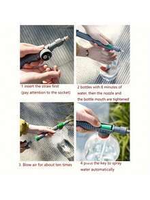 1PC Handheld High Pressure Adjustable Continuous Spray Nozzle Garden Watering Tool Plastic Lightweight No Battery No Electricity For Farm Plants Flowers Outdoor Irrigation - A - View 2