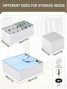 White Foldable Storage Box Fabric Closet Organizer Drawer Divider For Clothes Underwear Bras Socks Lingerie Dark Gray Space Saving Wardrobe Storage Home Decor Dorm Room Essential Household Gift - White - View 6