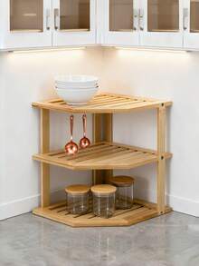 1 PC 3 Tier Corner Shelf Space Saving Sturdy Durable Easy Clean Quick Assembly Multipurpose Storage Rack Organizer For Kitchen Pantry Countertop Cabinet Organization Must Have Home Decor Gift - multicolor - View 6
