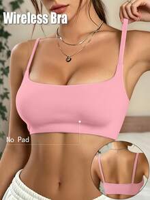 SHEIN Reggiseno sportivo da fitness tinta unita da donna, top da palestra, abbigliamento da palestra da donna, outfit da palestra da donna, abbigliamento da palestra, allenamento da donna - Rosa - Visualizzare 1