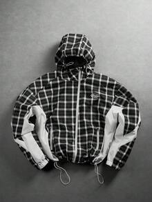 CRAVYNX Men's Casual Plaid Hooded Jacket, Fashion Jacket, Men's Casual Lightweight Jacket - Black - View 1