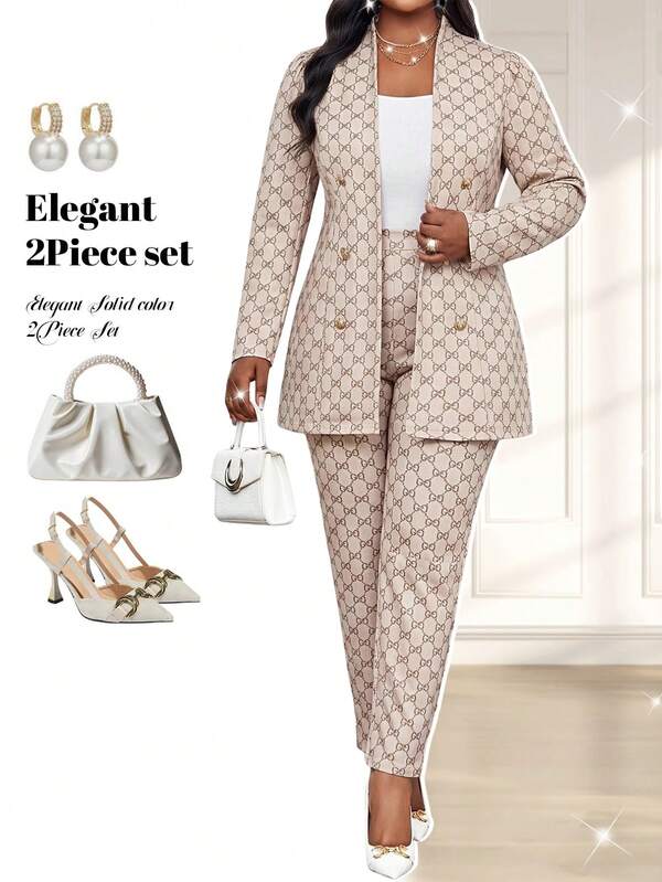 Fleurora Women's Plus Size Casual Suit Set