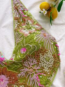 Soleia New Sexy V-Neck Sequin Tank Top, Bohemian, Boho, Vacation, Vintage, Holiday, Beach, Cruise - Multicolor - View 5