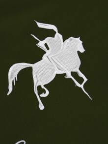 STYNVO 男士字母騎士印花休閒日常短袖 Polo 衫 - 軍綠色 - 查看 4
