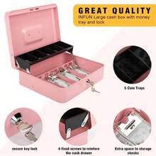 1Pc, Big Size Locking Cash Box Money Tray With 2 Keys, Drawer, Lock Box For Office Business, Box, Saving Money Bank, Metal Material Lock Box, Back To School Gift, 11.8L X 9.5W X 3.5H Inches, Festival,Halloween Decor Back To School - 1PC - View 2