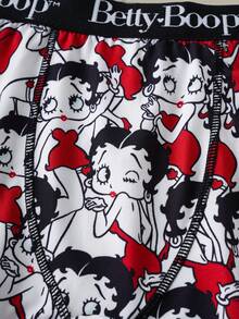 Betty Boop x SHEIN 女士字母卡通印花休闲日常三角裤 - 紅白色 - 查看 4