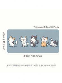 1pc Large NonSlip Rubber Precision Locking Edge Durable Playful Cartoon Cat Dance Blue Desk Mat Gaming Mouse Pad Office Home Computer Setup Cat Lover Gift Large Desk Mat NonSlip Mouse Pad - multicolor - View 2