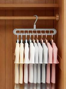 3PCS Heavy Duty Plastic 9 Holes Foldable Hangers Space Saving Non Slip Anti Scratch 360 Rotating Hook Lightweight Durable Closet Organizer For Room Wardrobe Dorm Home Storage Stackable Portable Travel Essential Multipurpose Sturdy Grey Hangers - Multicolor - View 3