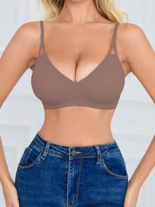 SHEIN Women's Seamless Bra, 1pc - Mocha Brown - View 6