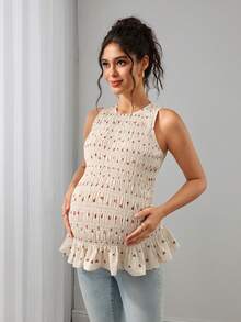 SHEIN Women's Printed Elegant Maternity Cute Camisole Tank Top Photoshoot White Summer - Multicolor - View 4
