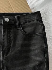 Kids Tween Boy Casual Daily Denim Shorts With Pockets And Buttons - Black - View 6
