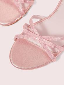 CUCCOO DOLLMOD Women's Shoes, Fine Glitter Pink, Comfortable Flat Sandals, Sweet Style Bow Decoration - Light pink. - View 4