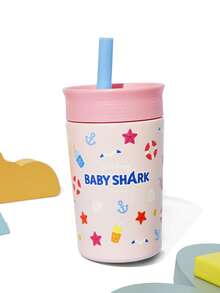 BABY SHARK X SHEIN 360ml/12oz 防漏兒童吸管杯附吸管，不鏽鋼保溫杯 - 粉色 - 查看 2