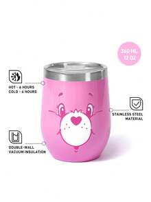 SHEIN X Care Bears 360 ml / 12 oz 不鏽鋼杯，防漏蓋，適用熱飲/冷飲，適用於大多數杯架，禮品首選 - 粉色 - 查看 2