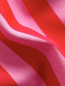 SHEIN Swim 夏季女款度假穿搭 母親節紅色條紋性感比基尼 2 件套 海灘派對度假裝 - 紅色 - 查看 7
