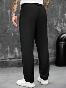 SLATEMANN Men's Solid Color Casual Versatile Daily Travel Long Pants With Pockets - Black - View 2
