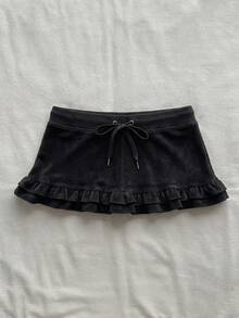 Attitoon Women's Casual Ultra Low Waist Bodycon Skirt, Y2K, Summer - Black - View 6